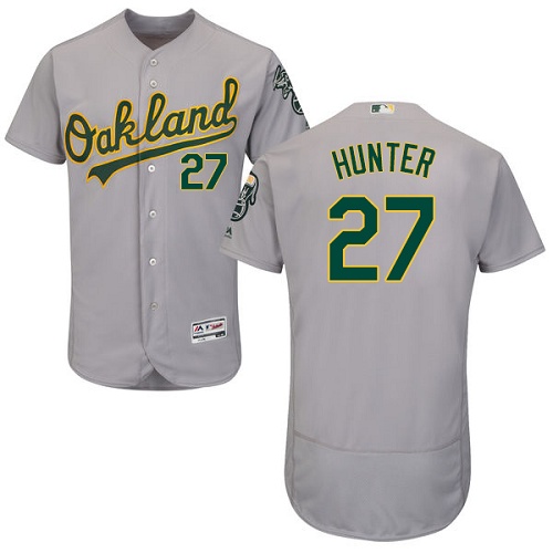 Athletics #27 Catfish Hunter Grey Flexbase Authentic Collection Stitched MLB Jersey